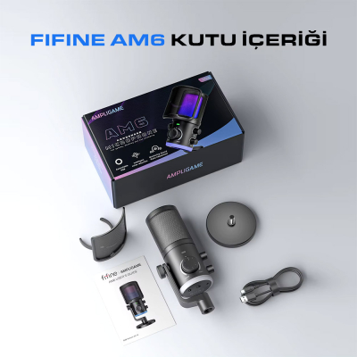 Fifine Ampligame AM6 USB RGB Oyuncu Yayıncı Bilgisayar Mikrofonu - 10