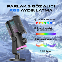 Fifine Ampligame AM6 USB RGB Oyuncu Yayıncı Bilgisayar Mikrofonu - 8