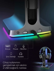 Fifine Ampligame S3 Gamer Oyuncu Yayıncı Youtuber Bilgisayar RGB Kulaklık Standı - 4