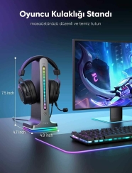 Fifine Ampligame S3 Gamer Oyuncu Yayıncı Youtuber Bilgisayar RGB Kulaklık Standı - 8