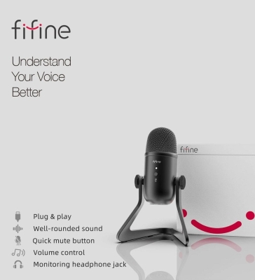 Fifine K678 USB - Condenser - Stüdyo - Oyuncu - Podcast - Yayıncı - Youtuber - PC/PS - Bilgisayar Mikrofonu - 3