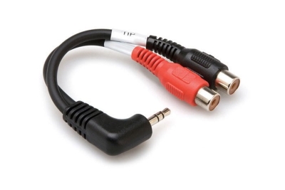 Hosa 3.5 mm. TRS (M) <-> Dual RCA (F) Stereo Breakout kablo (Açılı) - 1