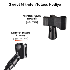 Larkin MS100 Üst Kalite Demir Mikrofon Standı Sehpası (Taşıma Çantası ve Tutacak Hediye) - 3