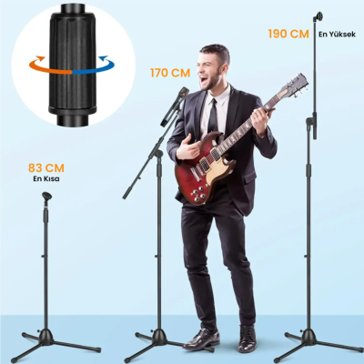 Larkin MS200 Üst Kalite Profesyonel Mikrofon Standı (Taşıma Çantası ve Tutacaklı) - 7